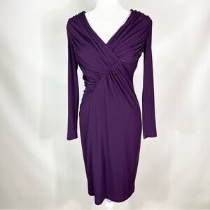 David Meister Ruched V-neck Dress Size 2